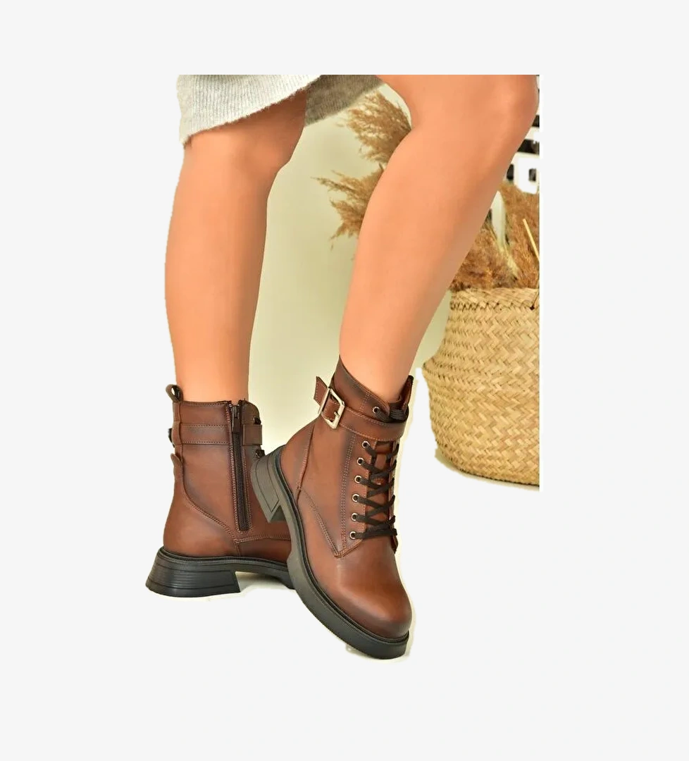 Fox Shoes N6742601 Siyah Taba Kadın Bot model görseli