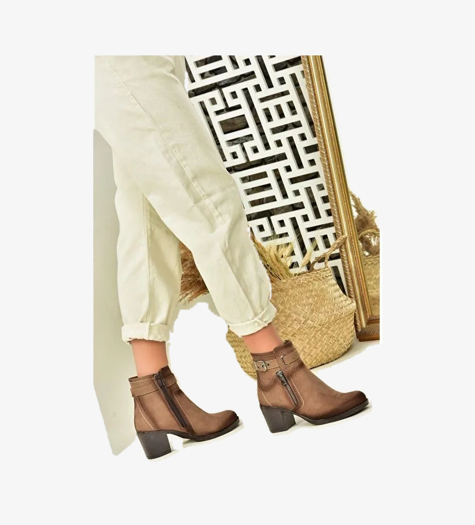 Fox Shoes L6741615 Vizon Siyah Kadın Bot model görseli