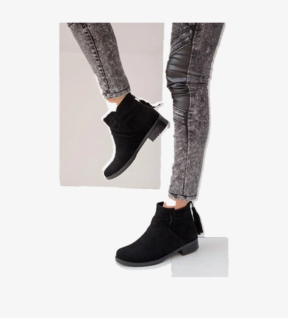 Fox Shoes A726192602 Taba Siyah Kadın Bot model görseli