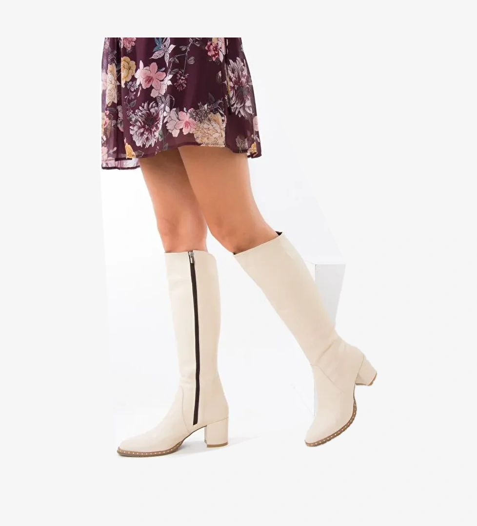 C654652709 Bej Kadın Çizme