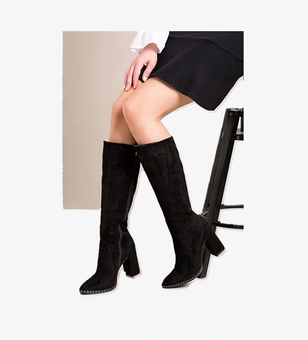 Fox Shoes C654088502 Bej Siyah Kadın Çizme model görseli