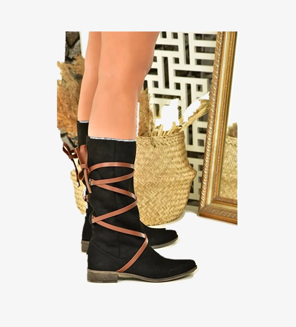 N9738480 Siyah/Taba Kadın Çizme - Görsel 1