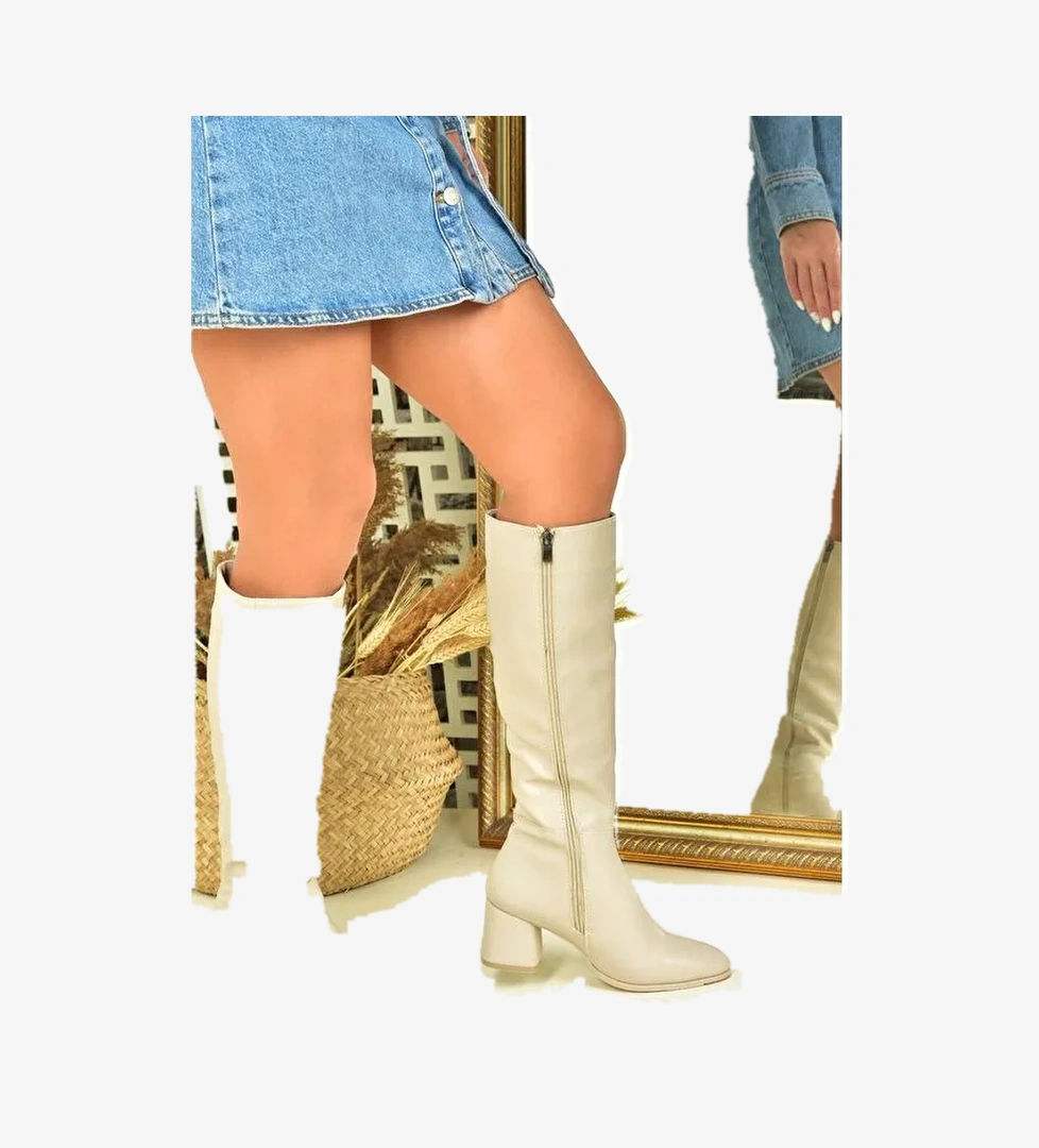 J848300109 Bej Kadın Çizme