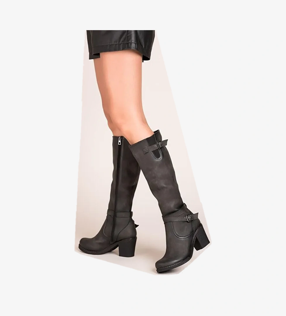 C674250109 Gri Kadın Çizme - Görsel 1