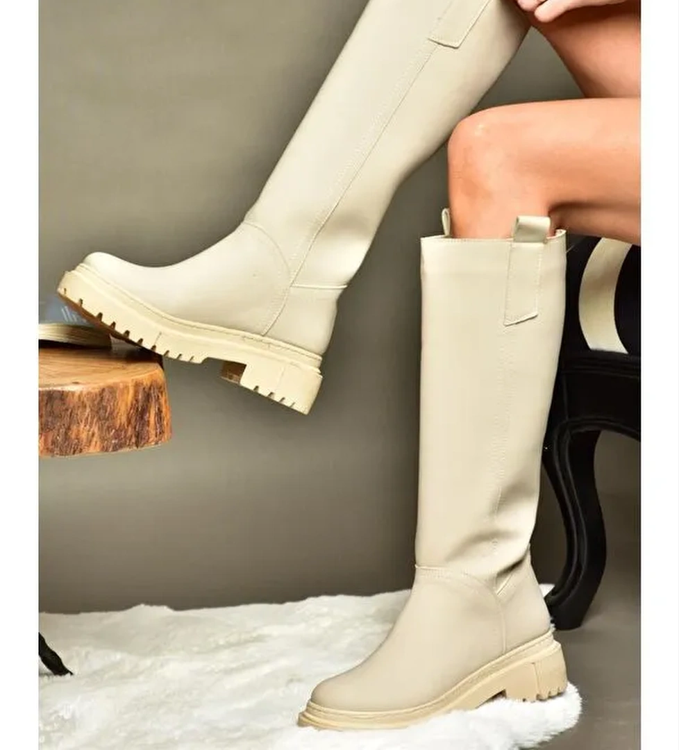 R9732011 Bej Kadın Çizme