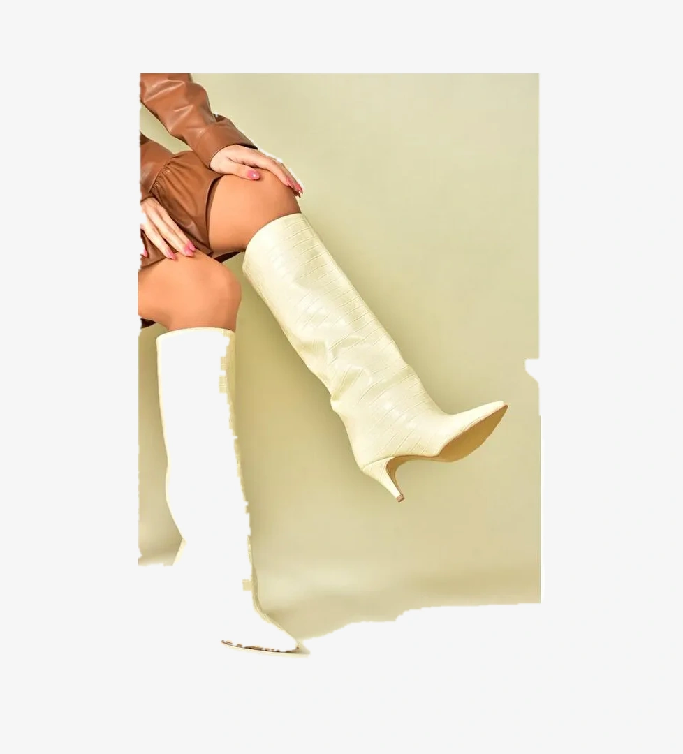 N7492040 Bej Kadın Çizme - Görsel 1