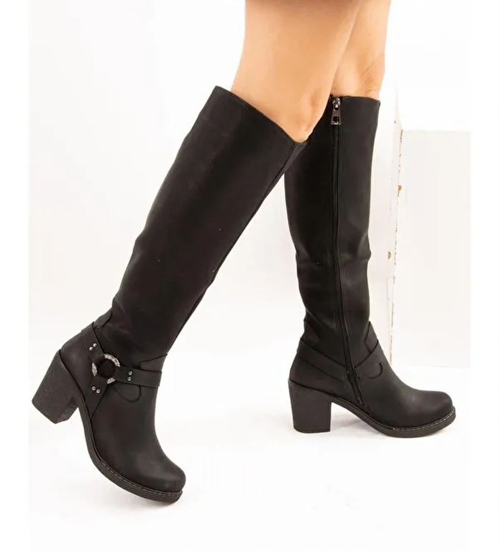 E674250009 Siyah Kadın Çizme - Görsel 1