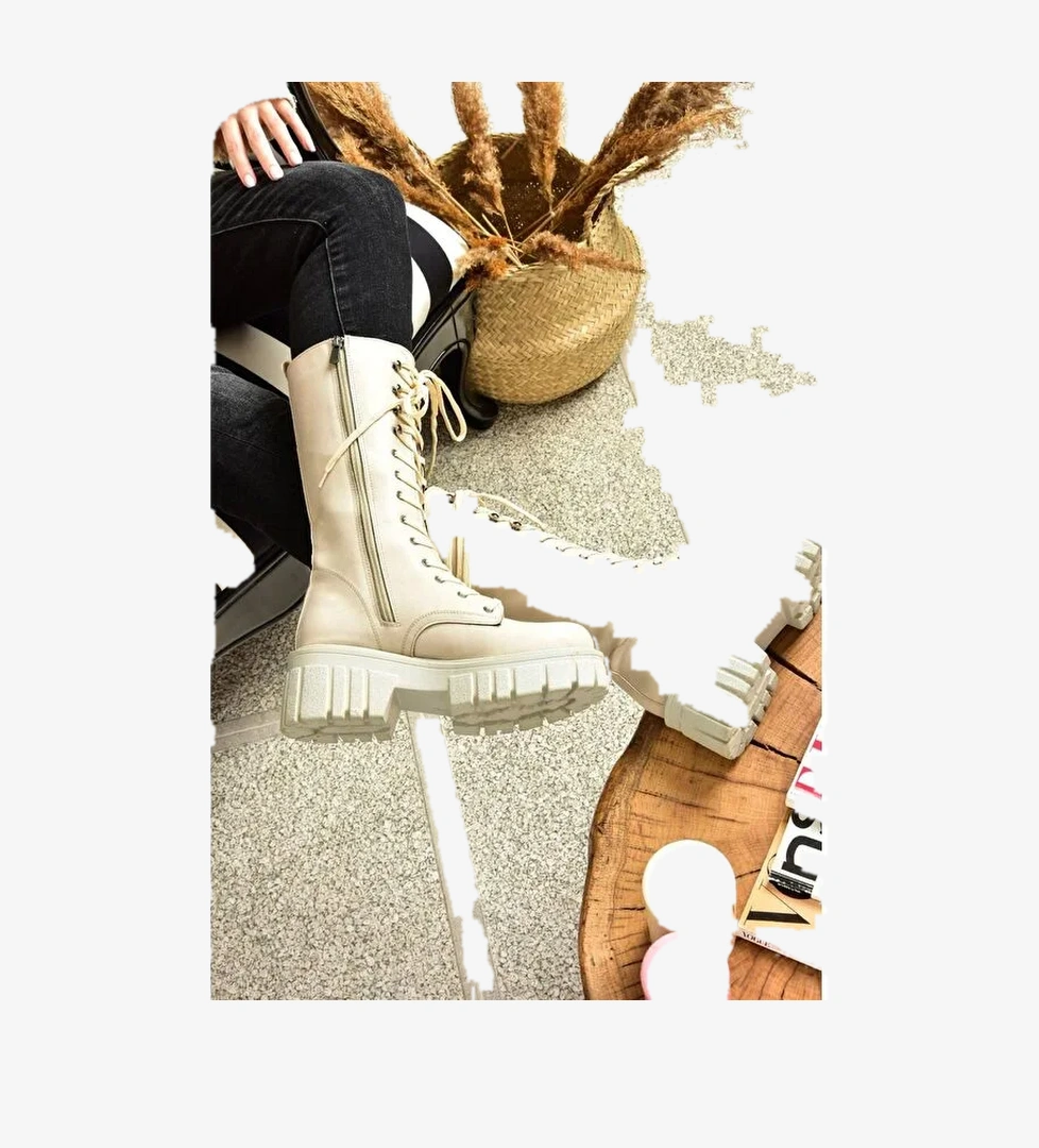 L9960810 Bej Kadın Çizme - Görsel 1