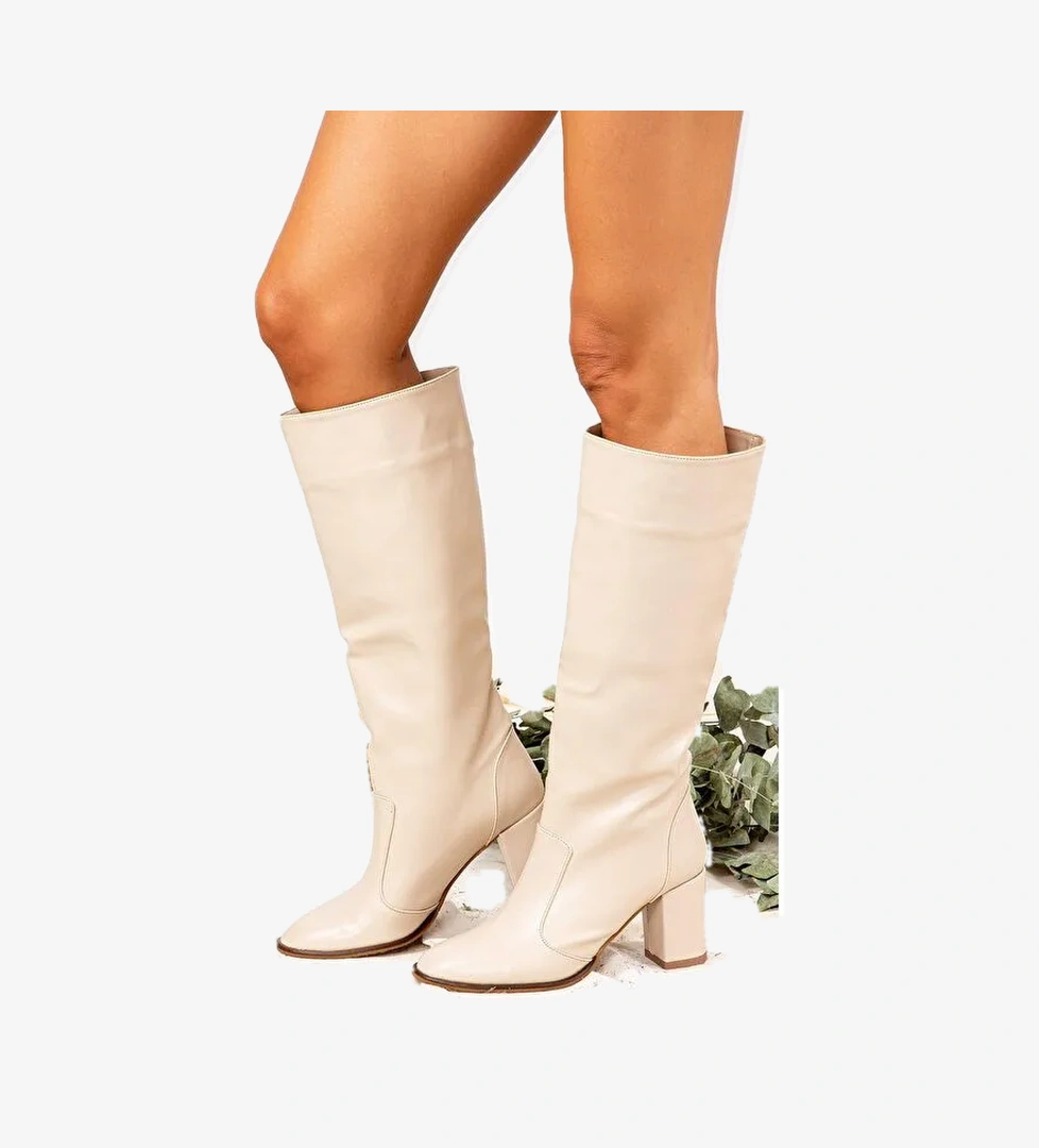 J610082009 Bej Kadın Çizme - Görsel 1