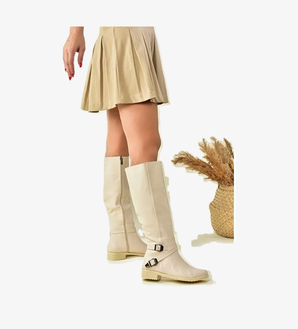 E726203409 Bej Kadın Çizme