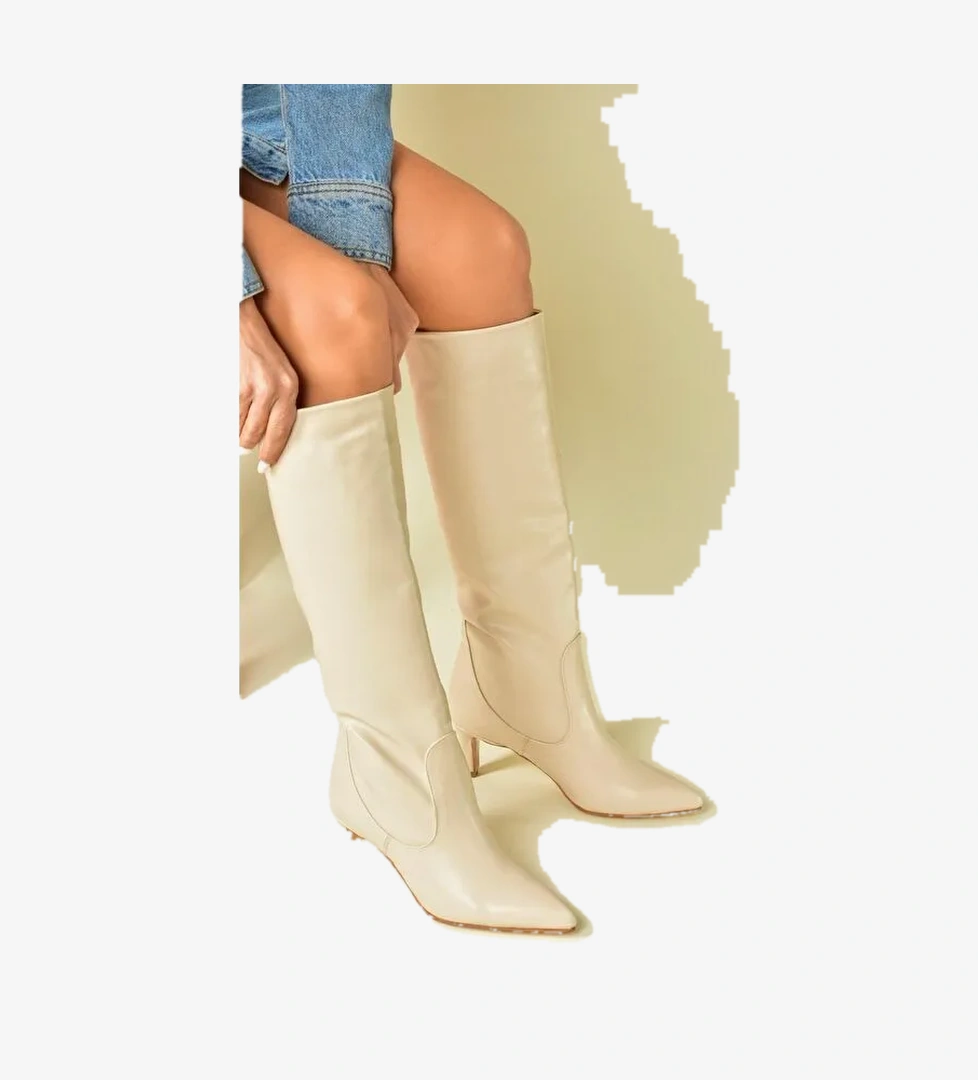L8828704 Bej Kadın Çizme - Görsel 1