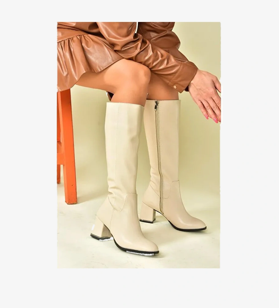 N2829202 Bej Kadın Çizme