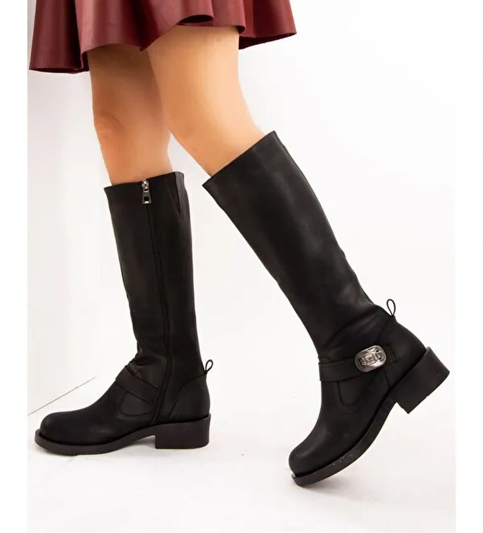 E674270309 Siyah Kadın Çizme - Görsel 1