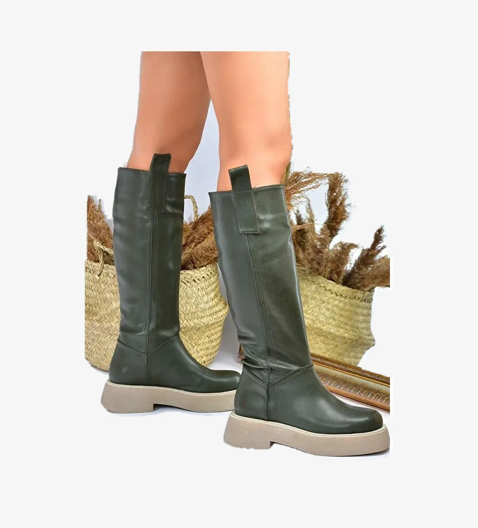 L6101304 Haki Kadın Çizme