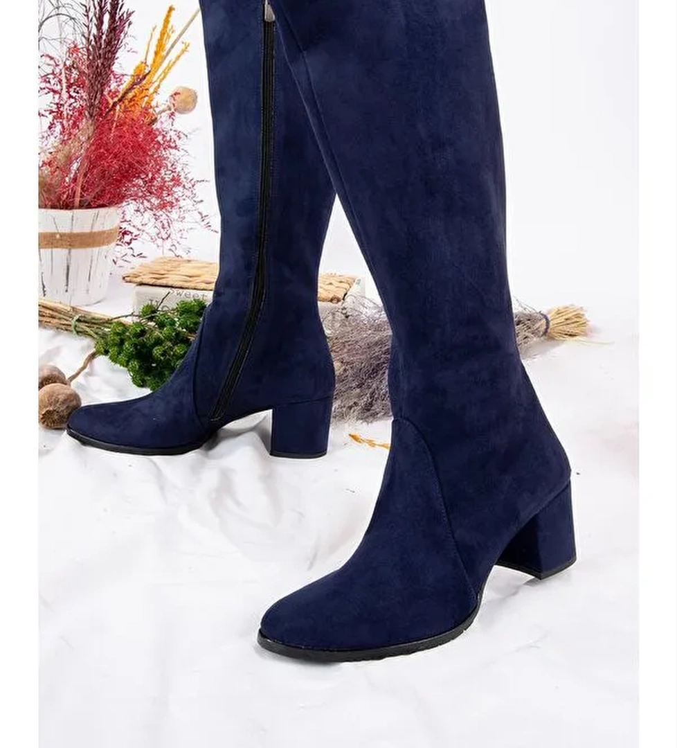 A654252702 Lacivert Kadın Çizme - Görsel 1
