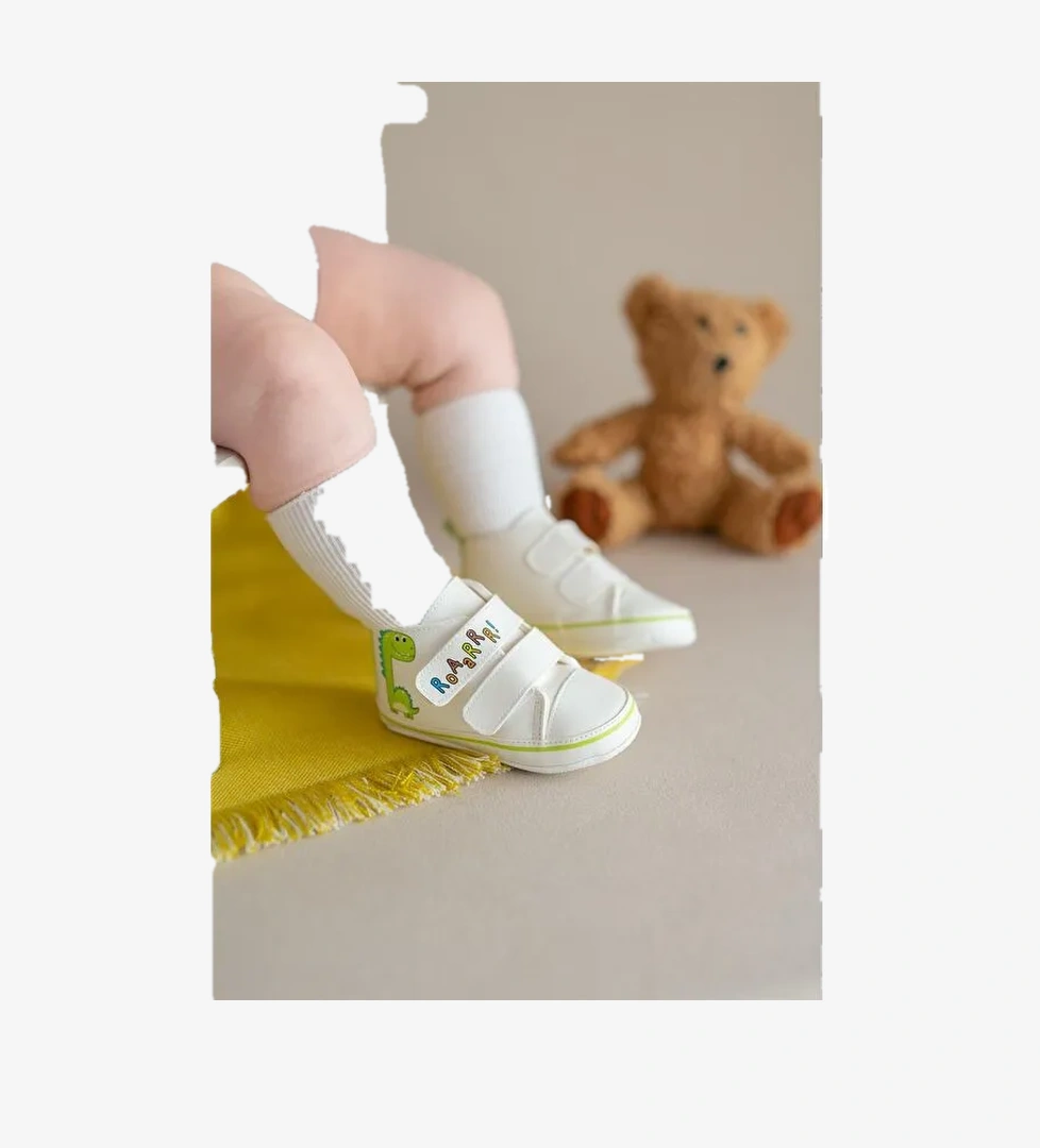 First Step Dinozor Erkek Bebek Cırt Cırtlı Patik İlk Adım Ayakkabısı model görseli