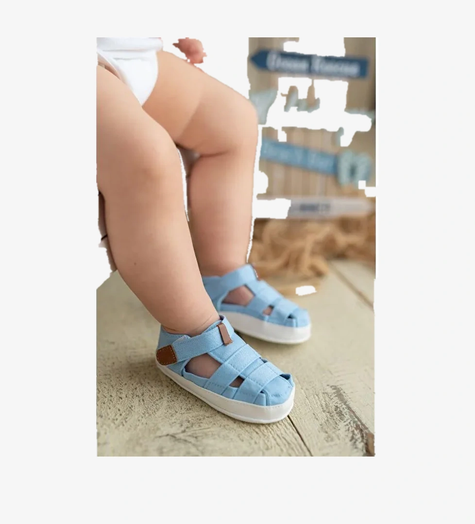 Mavi Bebek Cırt Cırtlı Sandalet Patik - Görsel 1