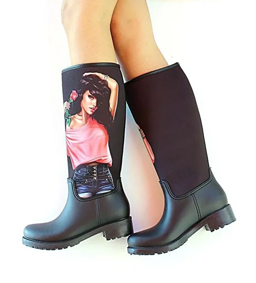 Pembe Potin Termo Taban Su Geçirmez Kadın Yağmur Çizmesi Ç20752 model görseli