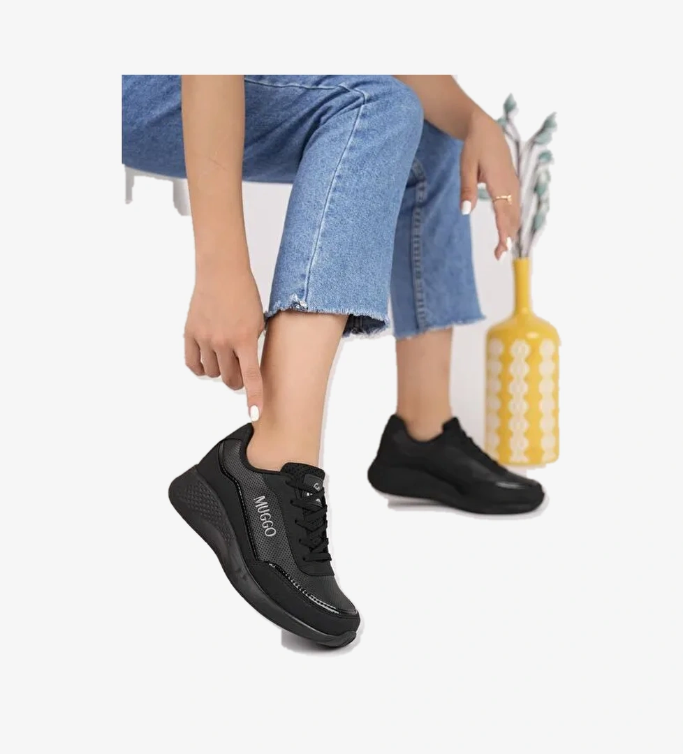 Happy Kadın Ortopedik Günlük Bağcıklı Şık Rahat Sneaker Spor Ayakkabı - Görsel 1