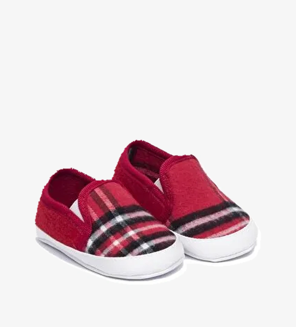 Ekose Desenli Bebek Patik Kırmızı