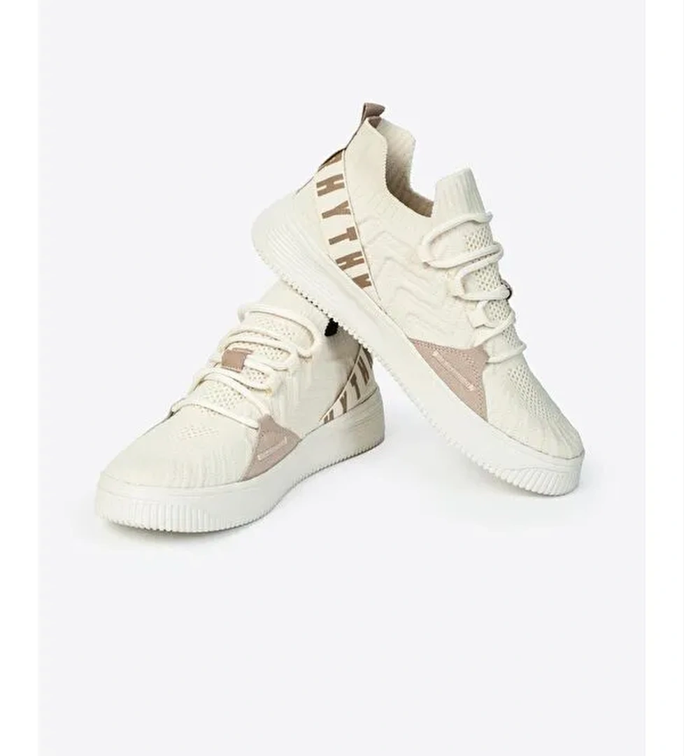 Yuvarlak Burunlu Bağcıklı Triko Detaylı Erkek Günlük Spor Ayakkabı - Görsel 1