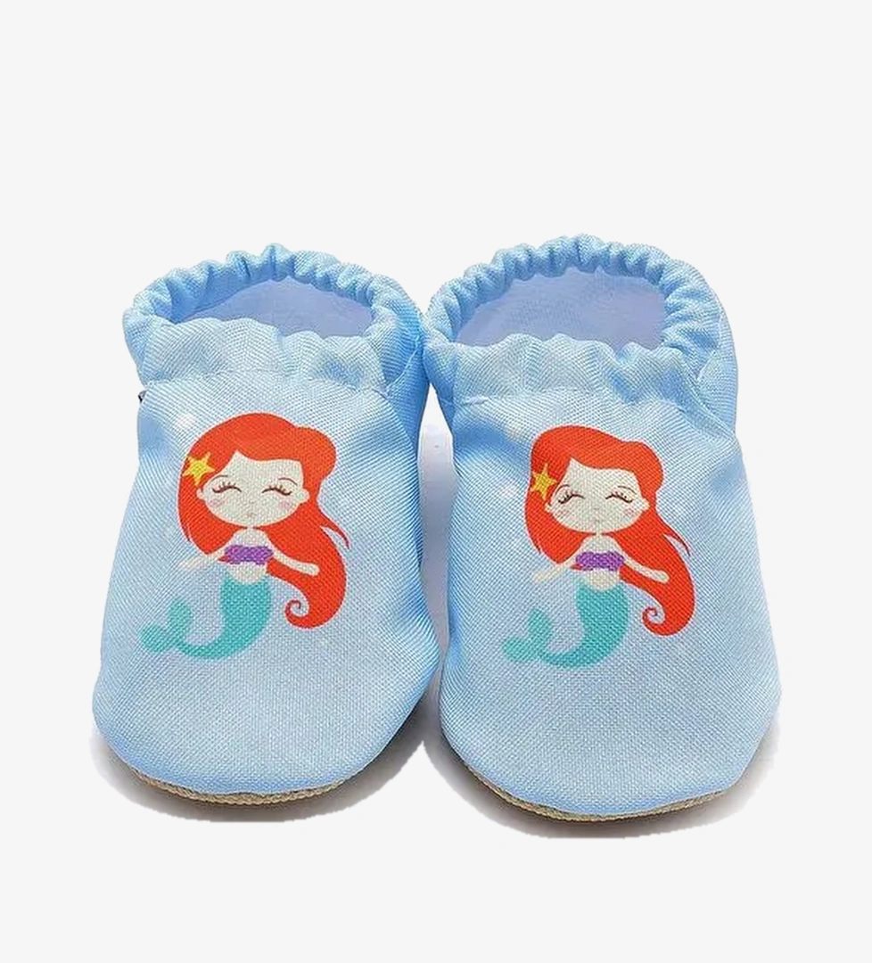 Mermaid Kaydirmaz Taban Bebek Yazlik Patik Mavi Ev Kres Ayakkabisi F-824