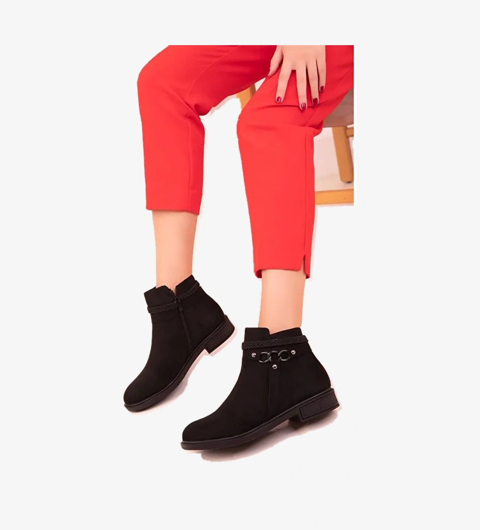 Süet Görünümlü Bilek Boy Kadın Bot - Görsel 1