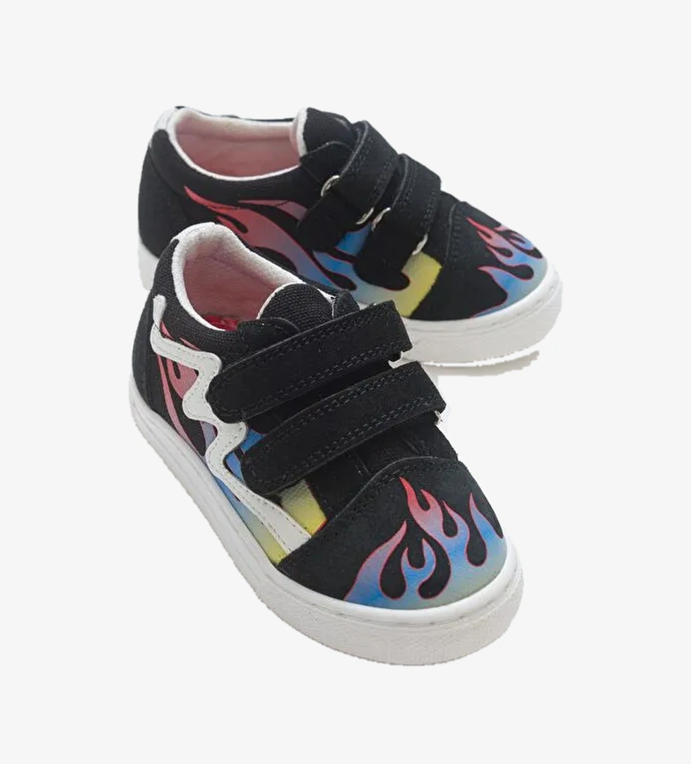 Erkek Çocuk Siyah Hakiki Deri Sneaker Ayakkabı