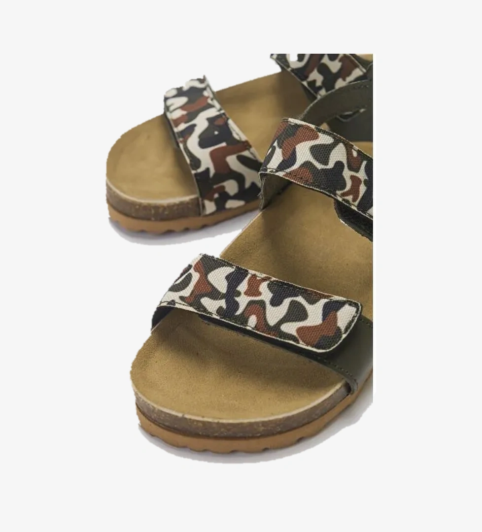 Erkek Çocuk Haki Deri Ortopedik Destekli Çocuk Sandalet - Görsel 1