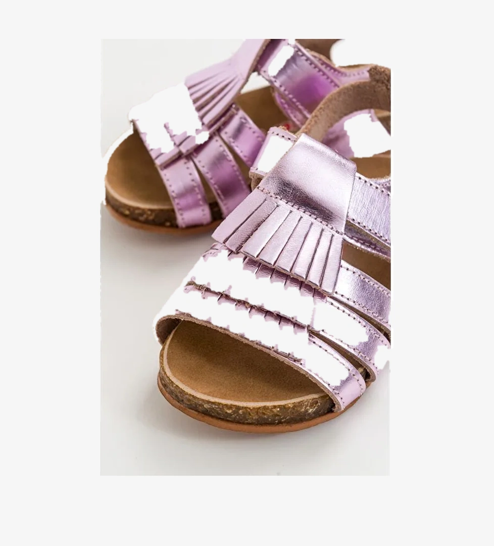 Kız Çocuk Pembe Deri Ortopedik Destekli Çocuk Sandalet