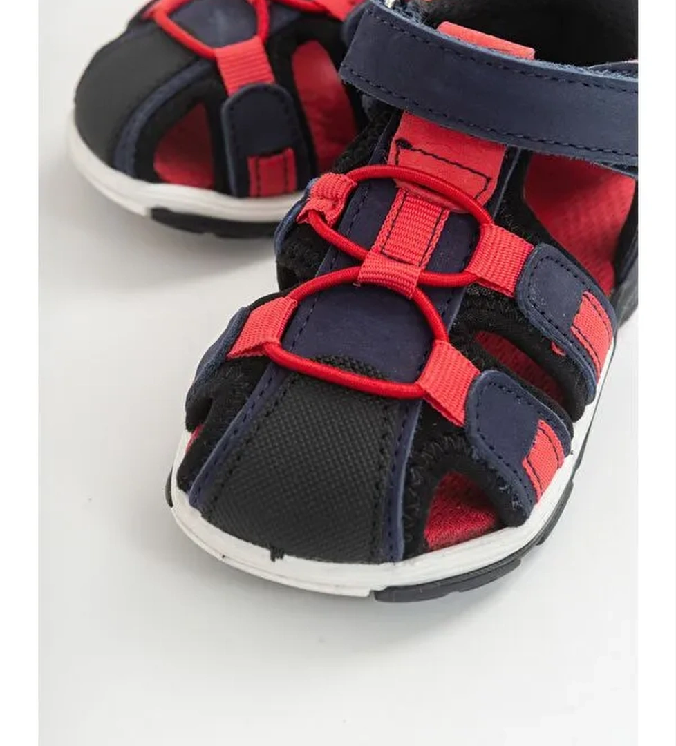 Unisex Çocuk Lacivert Deri Ortopedik Outdoor Çocuk Sandalet