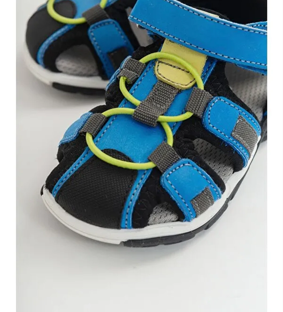 Unisex Çocuk Sax Mavi Deri Ortopedik Outdoor Çocuk Sandalet - Görsel 1