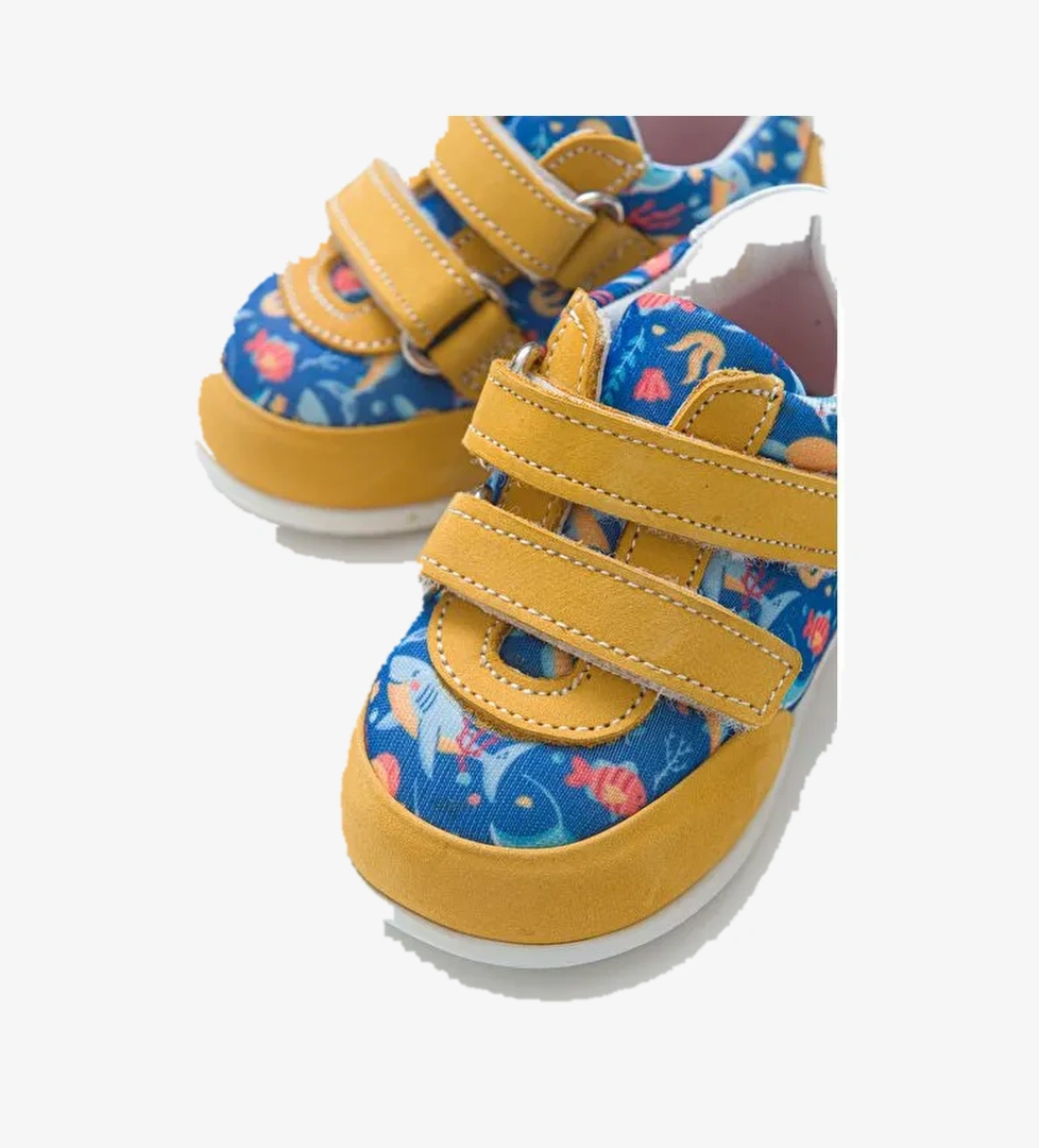 Erkek Çocuk Sarı Deri Ortopedik Destekli İlk Adım Ayakkabı