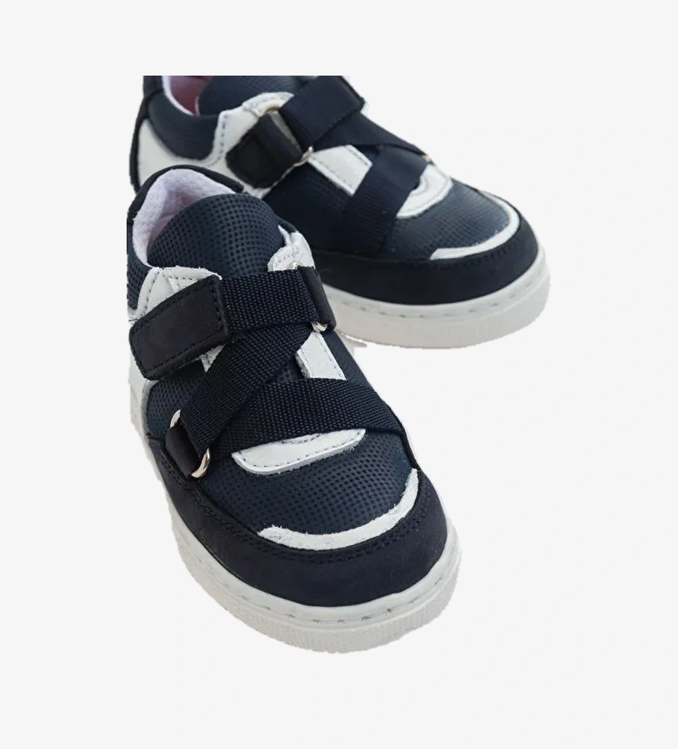 Erkek Çocuk Lacivert Deri Ortopedik Destekli Çocuk Sneaker Ayakkabı - Görsel 1