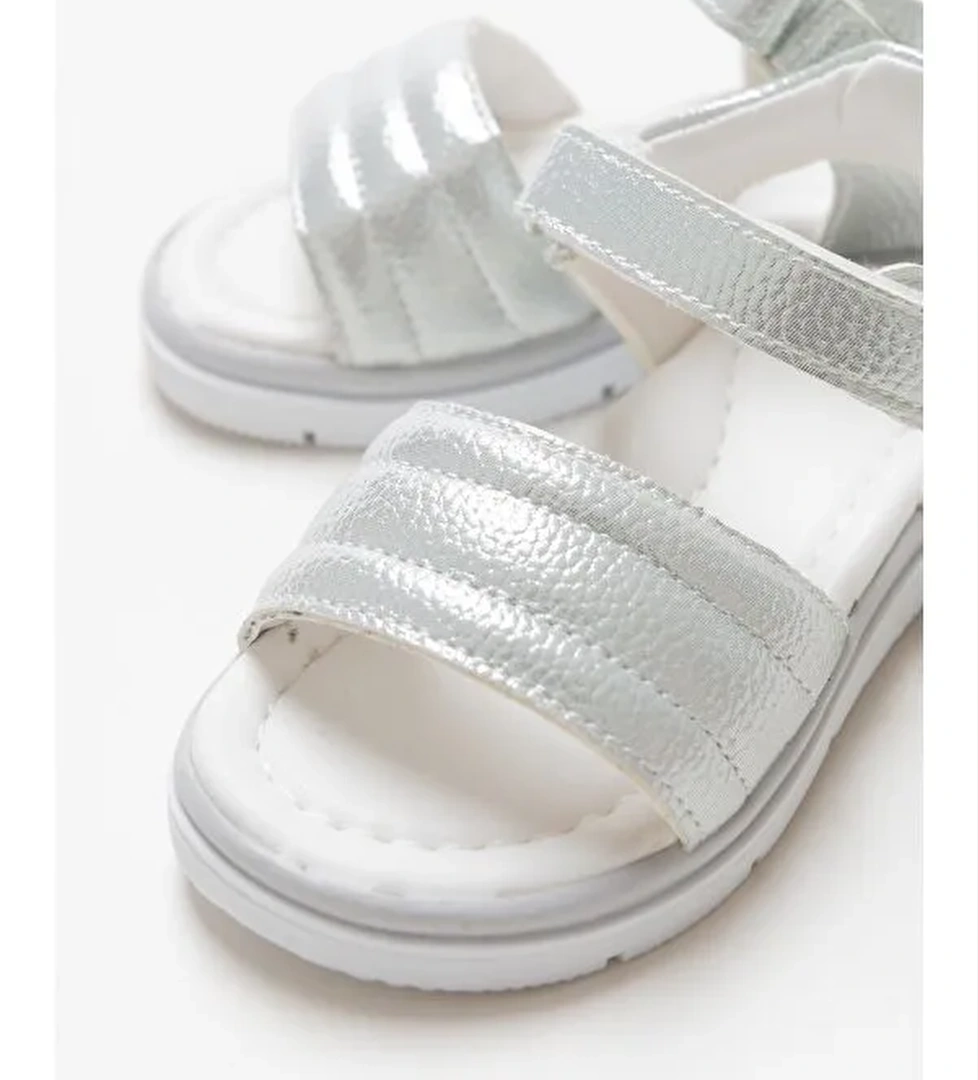 Kız Çocuk Gümüş Ortopedik Destekli Çocuk Sandalet