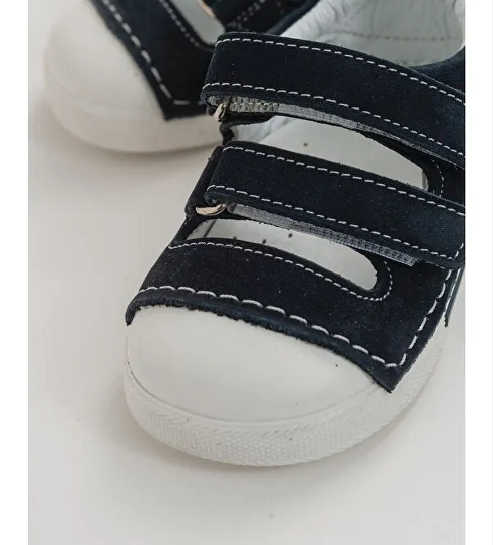 Unisex Bebek Lacivert Deri Ortopedik Destekli İlk Adım Ayakkabı - Görsel 1