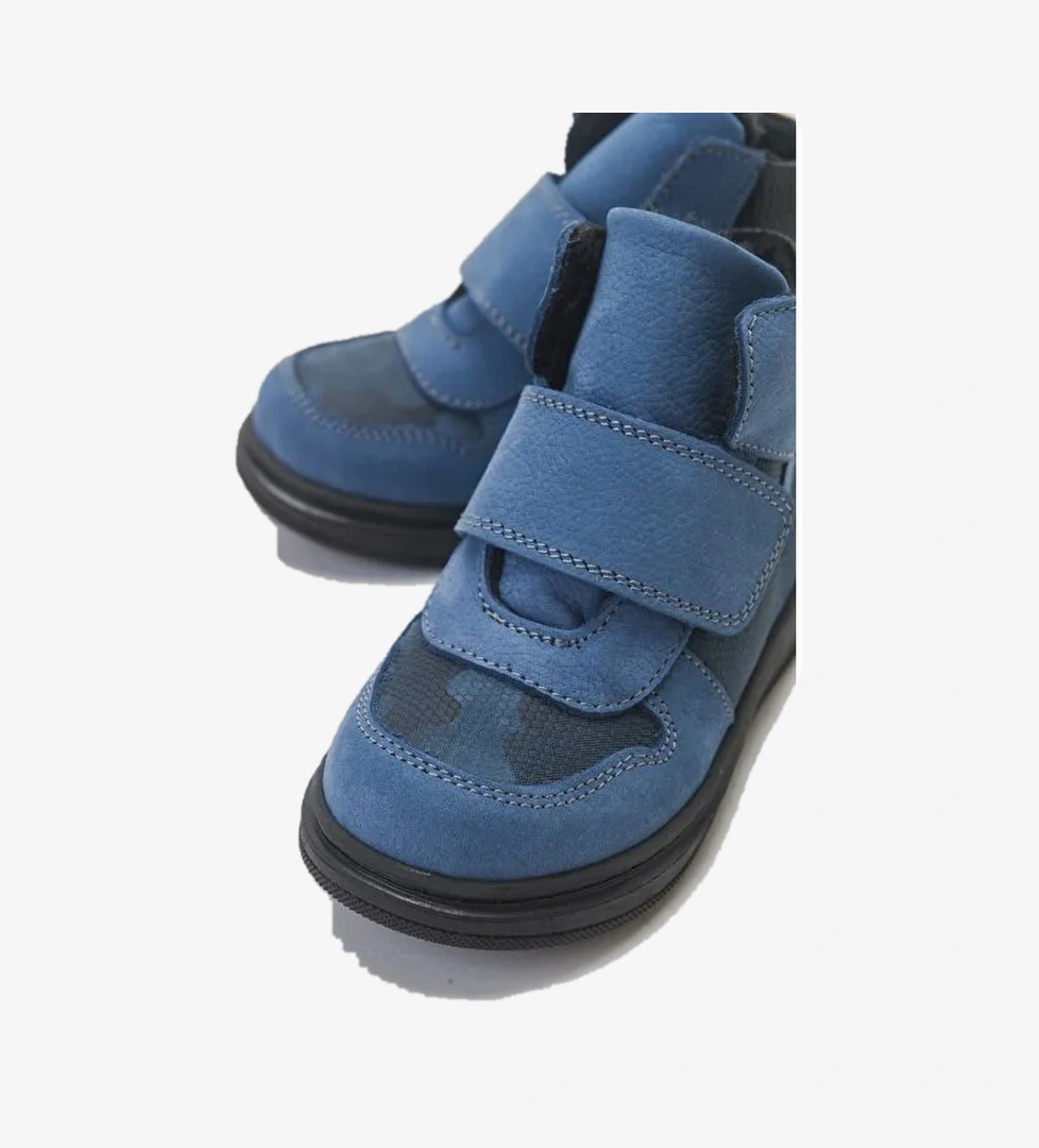 Erkek Çocuk Mavi Hakiki Deri Çocuk Bot - Görsel 1
