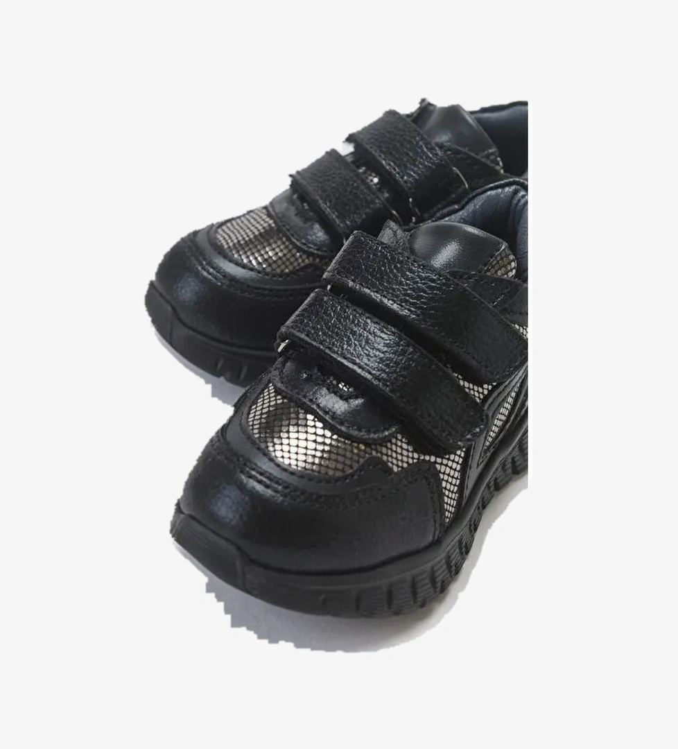 Kız Çocuk Siyah Hakiki Deri Günlük Çocuk Ayakkabı