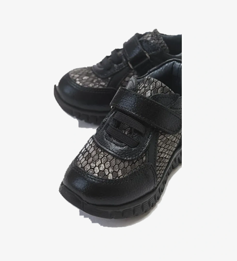 Kız Çocuk Siyah Hakiki Deri Günlük Çocuk Ayakkabı