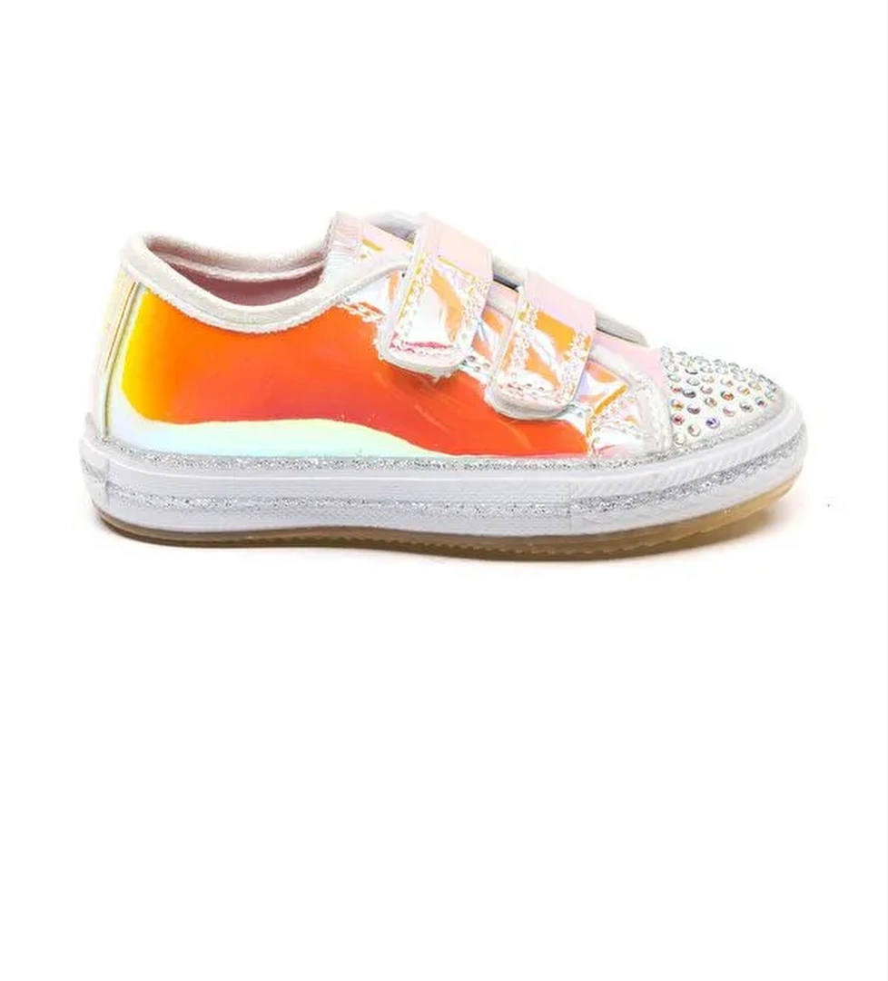 Kız Çocuk Sarı Hologram Ortopedik Destekli Spor Ayakkabı - Görsel 1