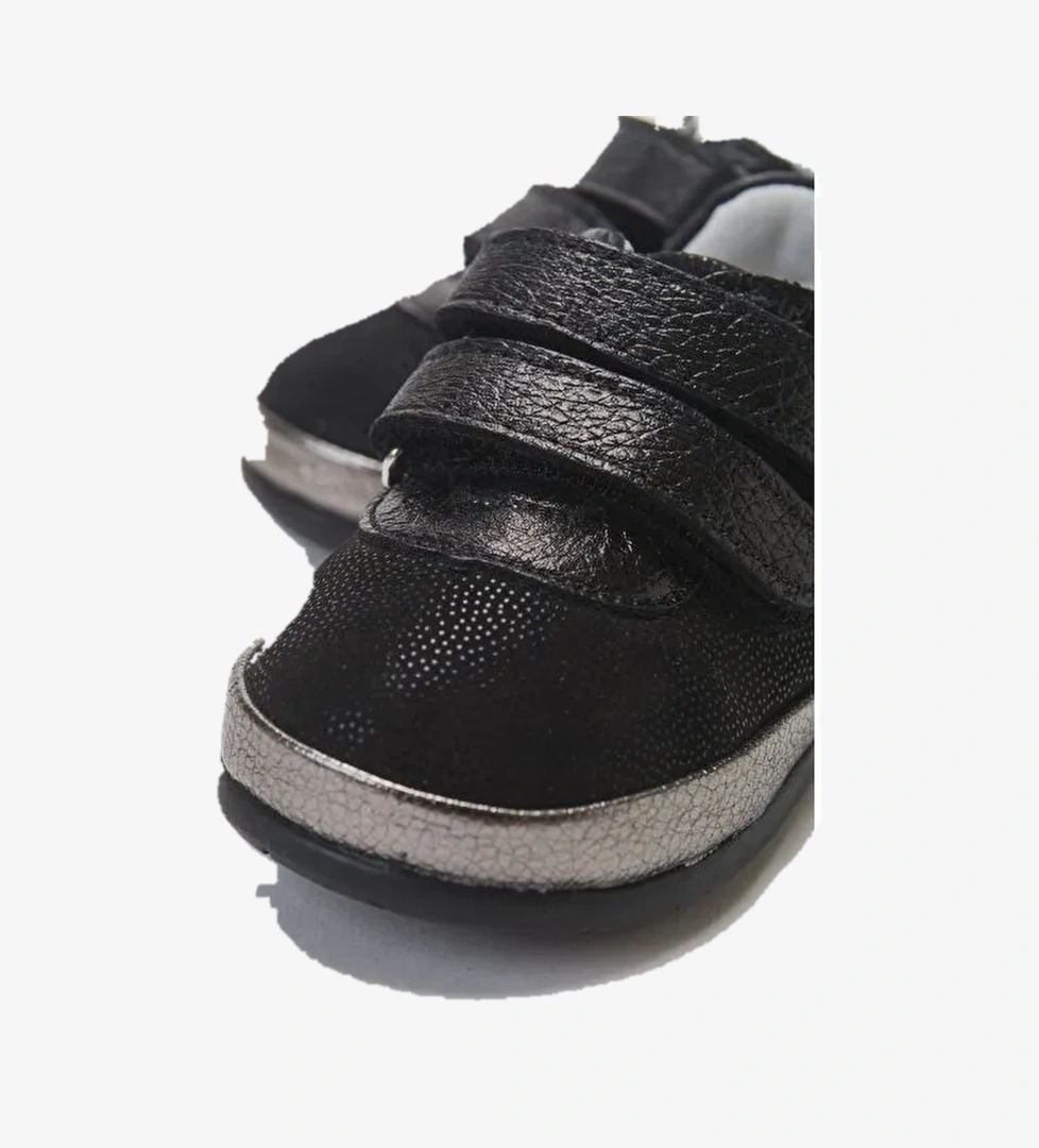 Kız Çocuk Siyah Hakiki Deri İlk Adım Günlük Ayakkabı - Görsel 1