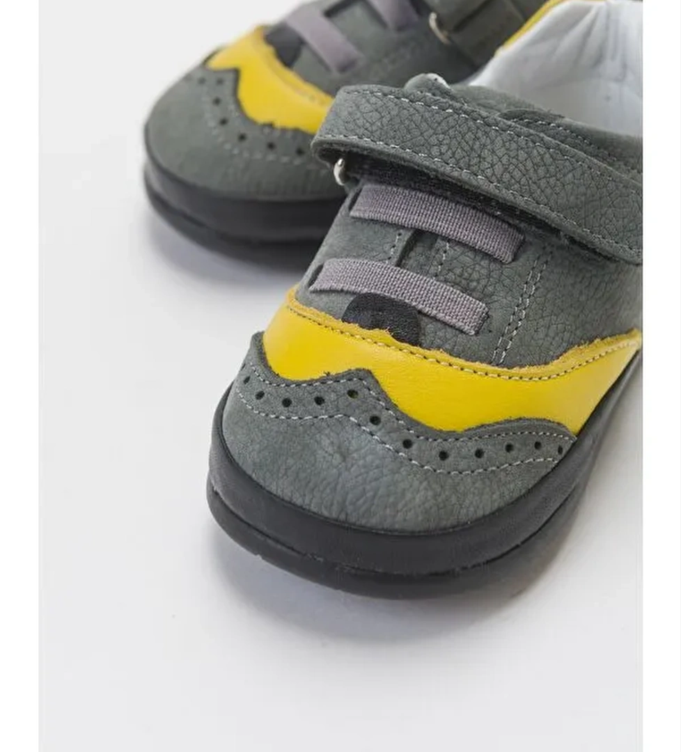 Erkek Çocuk Gri Hakiki Deri İlk Adım Günlük Ayakkabı - Görsel 1