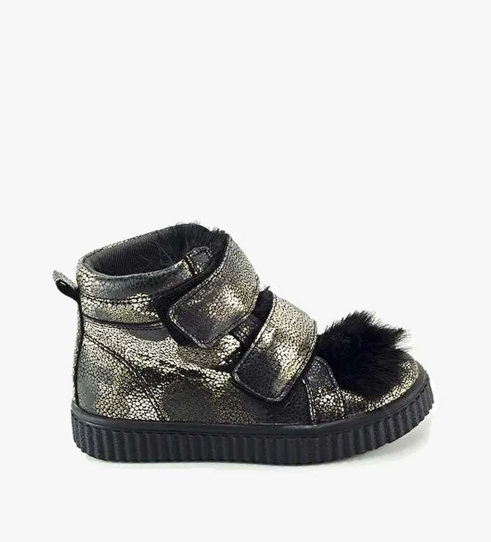 Kız Çocuk Siyah Deri Ortopedik Destekli Çocuk Bot