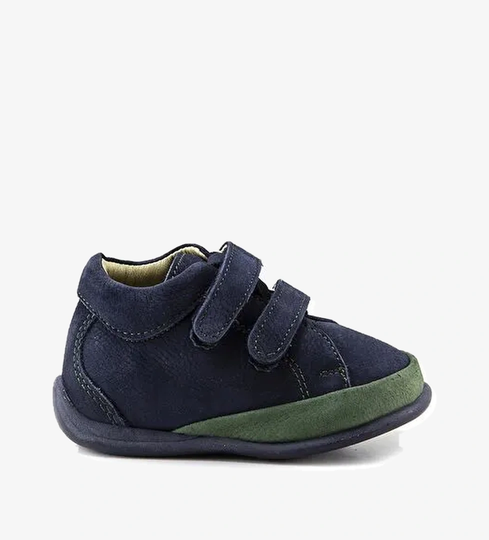 Unisex Çocuk Lacivert Deri Ortopedik Destekli İlk Adım Bot