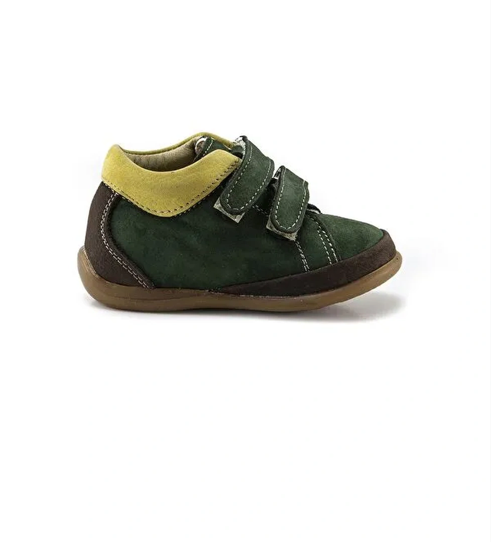 Unisex Çocuk Haki Deri Ortopedik Destekli İlk Adım Bot - Görsel 1