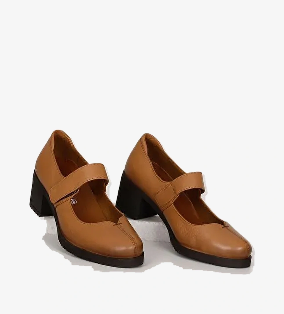 Gonderi(r) Kahverengi Gonderi(r) Hakiki Deri Topuklu Kadın Ayakkabı