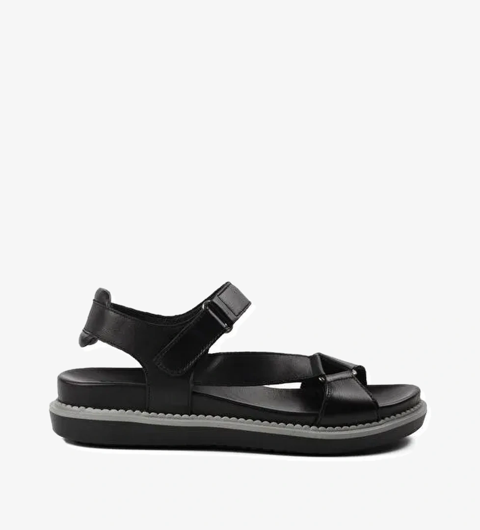 Siyah İçi Dışı Hakiki Deri Kadın Sandalet 202064Y