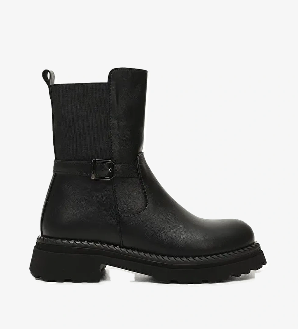 SİYAH Yuvarlak Burun Fermuarlı Kadın Günlük Bot 35055 - Görsel 1