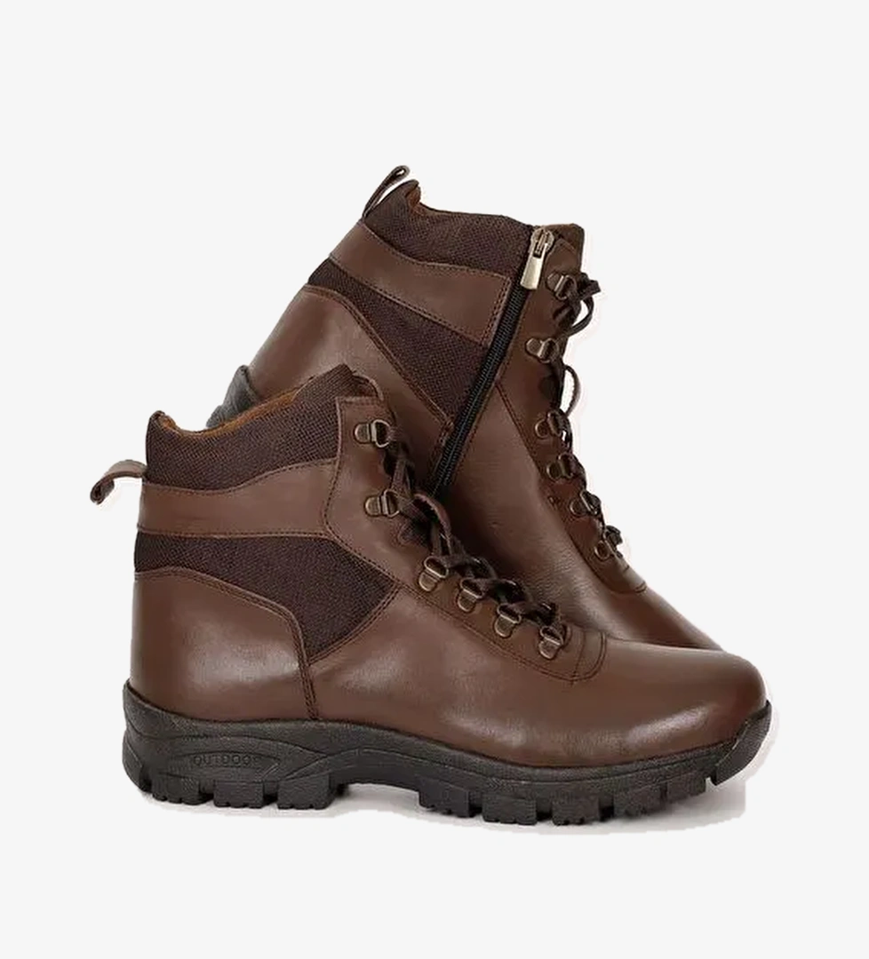 Gönderi̇(r) KAHVERENGİ Hakiki Deri Yuvarlak Burun Bağcıklı Fermuarlı Günlük Erkek Bot 05804 model görseli