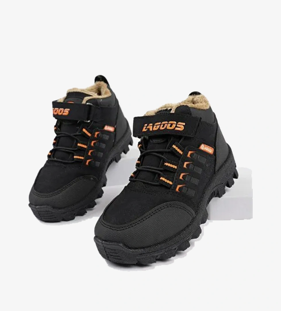 BOB Bağcıklı Cırtlı İçi Kürklü Çocuk Outdoor Kışlık Bot - Görsel 1